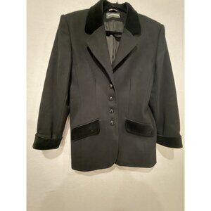 Women's Maurices  Vintage Black Blazer Sz Med Vtg Equestrian Velvet trim collar